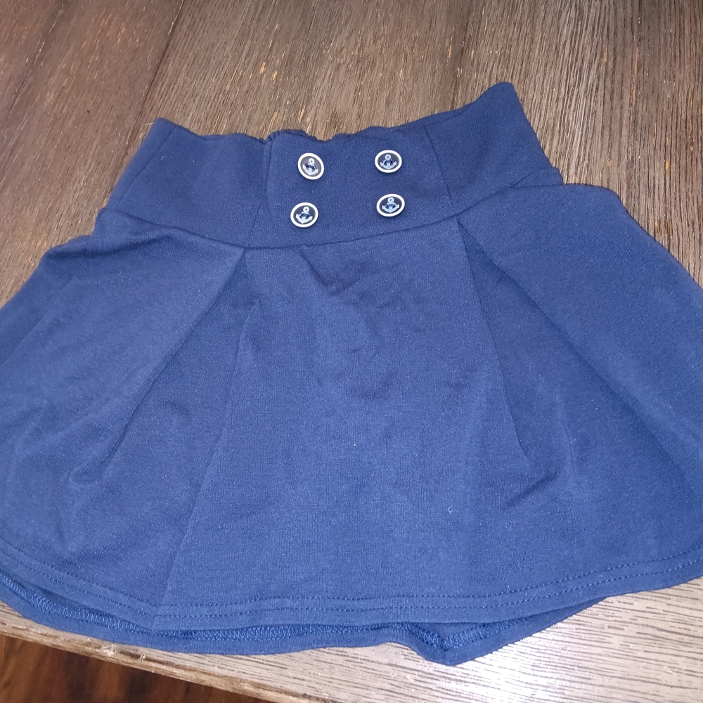 Girls Size 7/8, H&M Dark Blue Skater Skirt with Button Accents